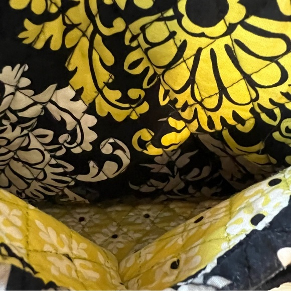 VERA BRADLEY Baroque Miller Bag 2010 Travel Carryon Tote Zip Black White Yellow - Picture 4 of 13
